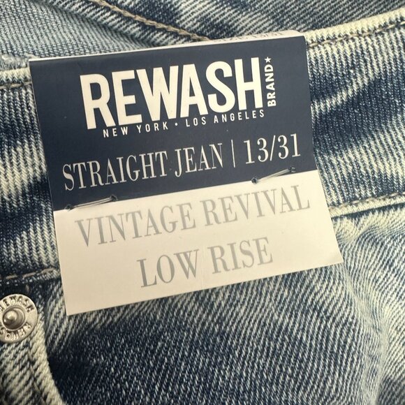 Rewash Womens Vintage Revival Low Rise Straight Jeans Size 13 Distressed Look - Picture 5 of 7